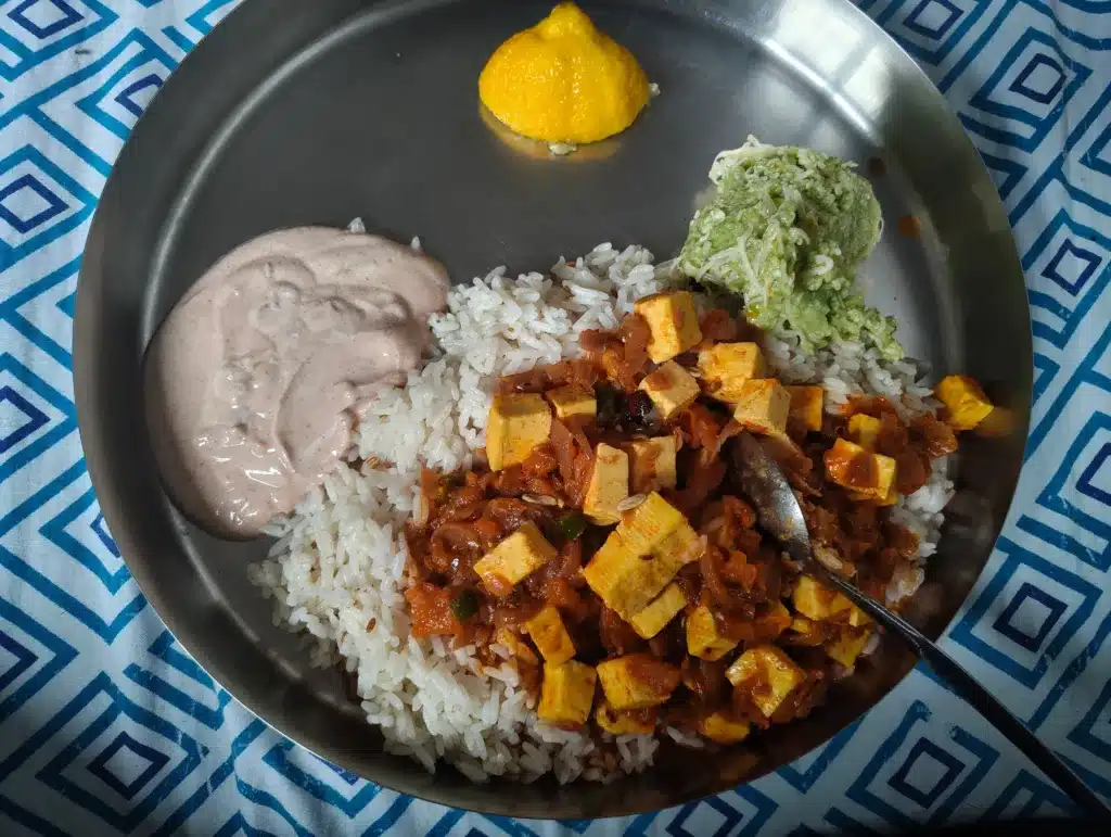 Avacado with paneer rice is the best 1 pan meal